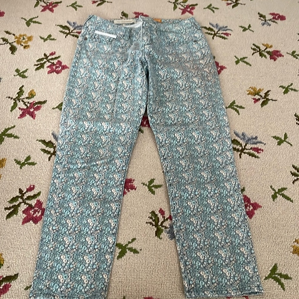 Blue Floral Ankle Jeans - Women